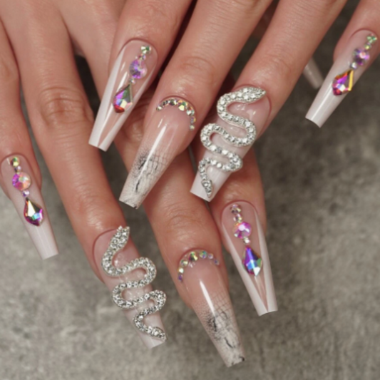 NUDE WHITE SNAKE OMBRE LONG COFFIN