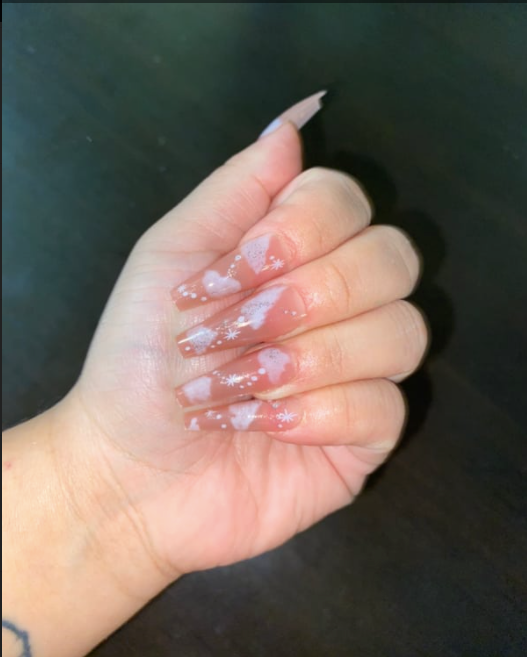 PINK/NUDE LONG COFFIN W AIRBRUSH SKY