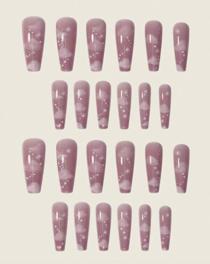 PINK/NUDE LONG COFFIN W AIRBRUSH SKY