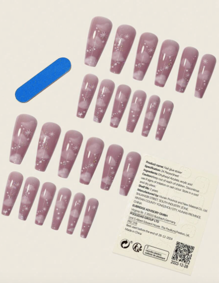 PINK/NUDE LONG COFFIN W AIRBRUSH SKY