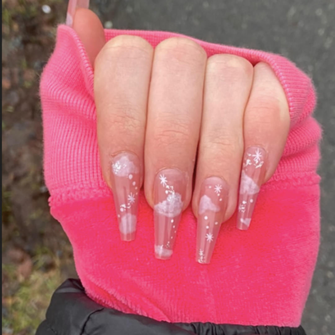 PINK/NUDE LONG COFFIN W AIRBRUSH SKY