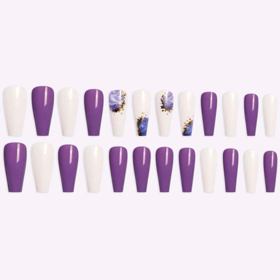 PURPLE/WHITE MARBLE LONG COFFIN W GOLD