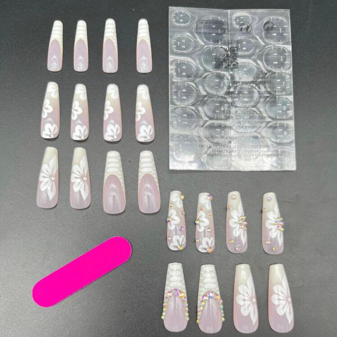 WHITE CROCODILE FRENCH LONG COFFIN W FLOWERS