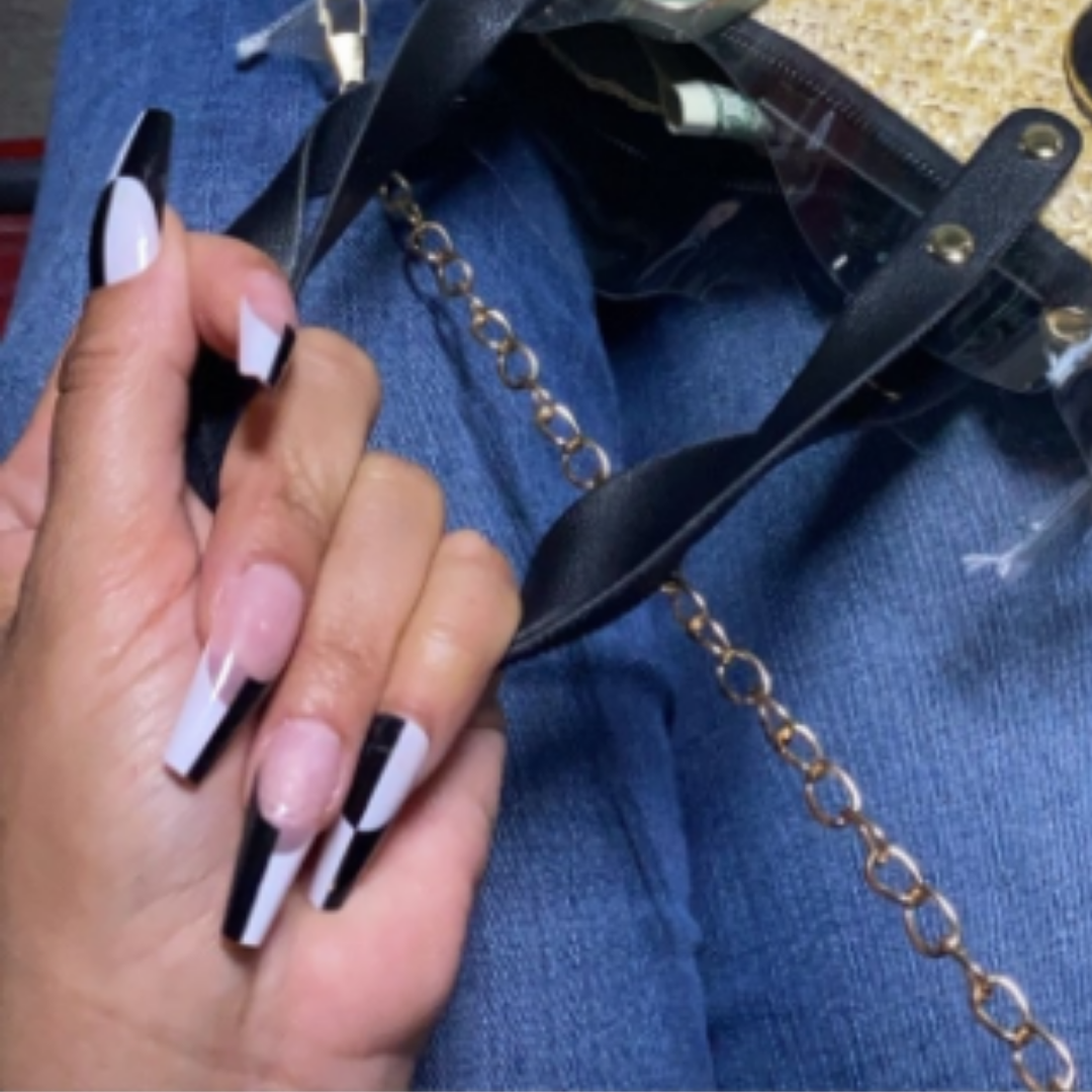BLACK/WHITE CHECKERED LONG COFFIN