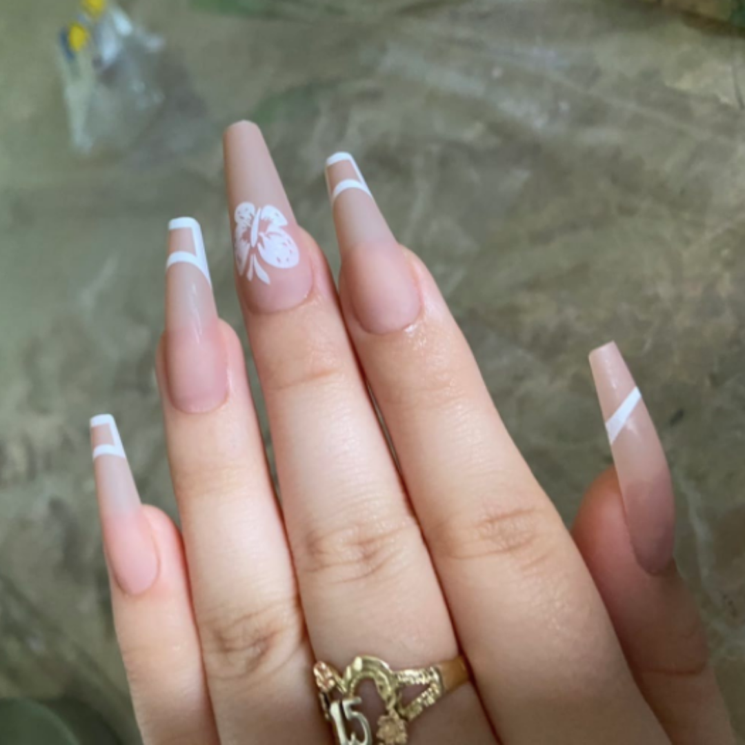 NUDE BUTTERFLY PAINTED LONG COFFIN FRENCH
