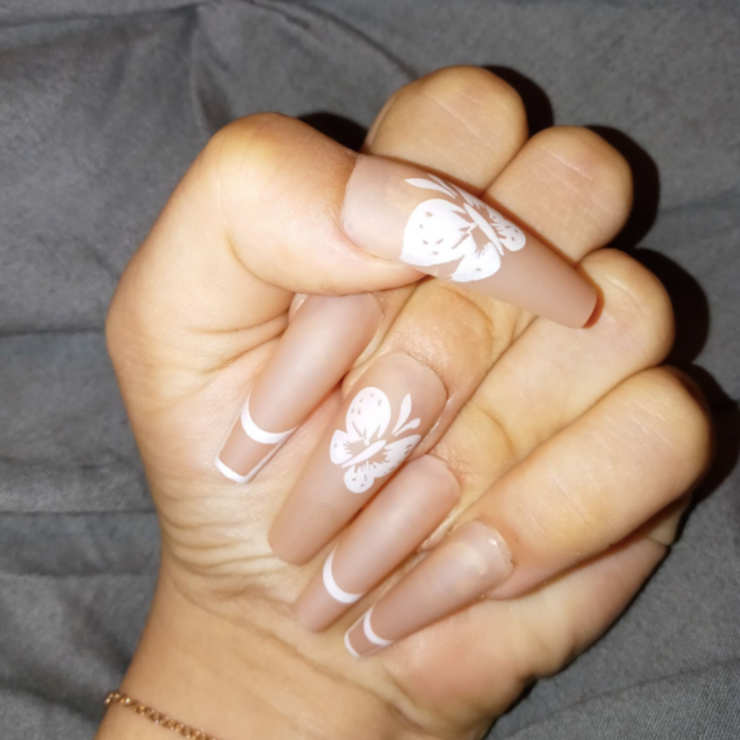 NUDE BUTTERFLY PAINTED LONG COFFIN FRENCH