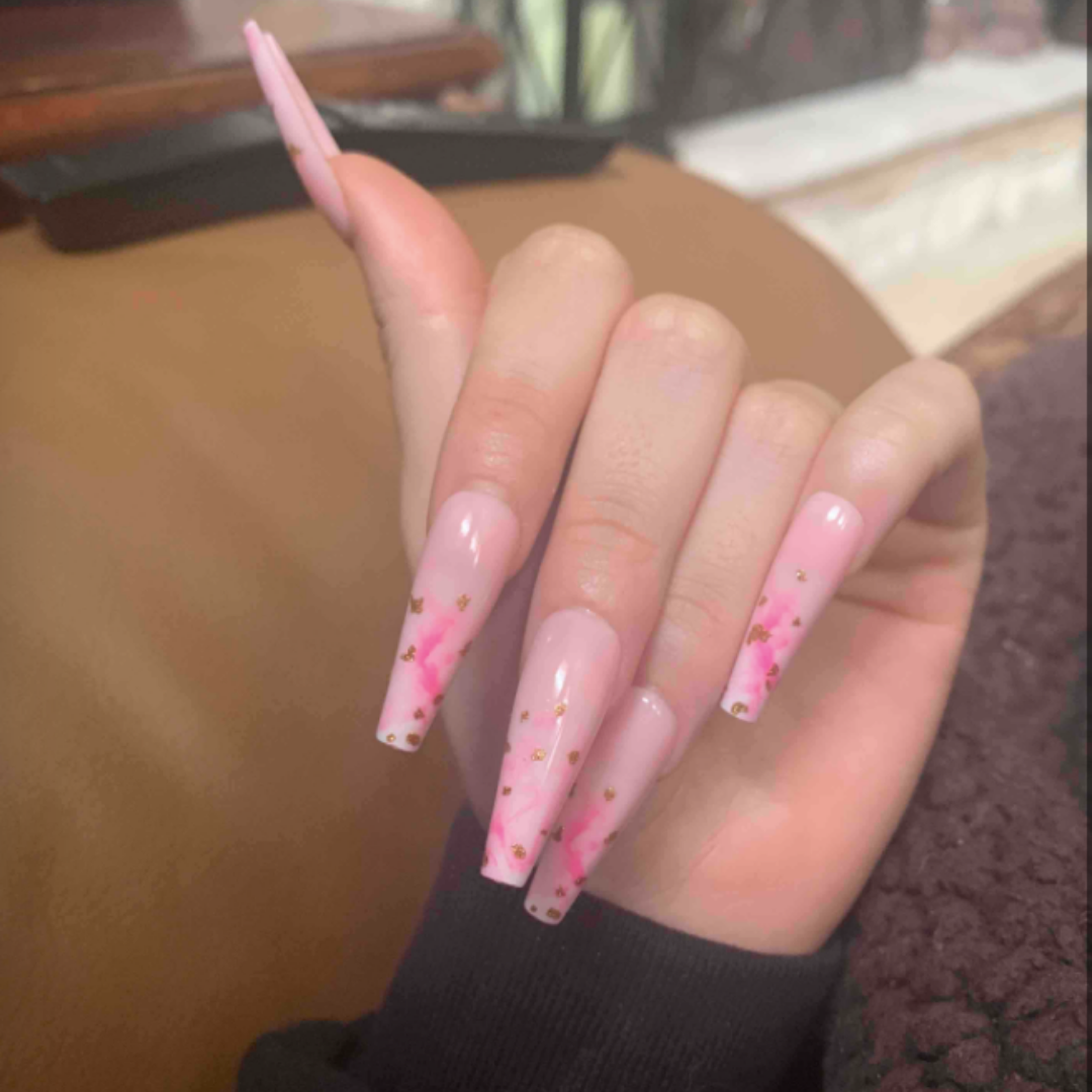 PINK ROSE GOLD FOIL LONG COFFIN
