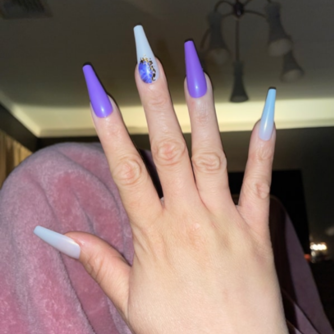 PURPLE/WHITE MARBLE LONG COFFIN W GOLD