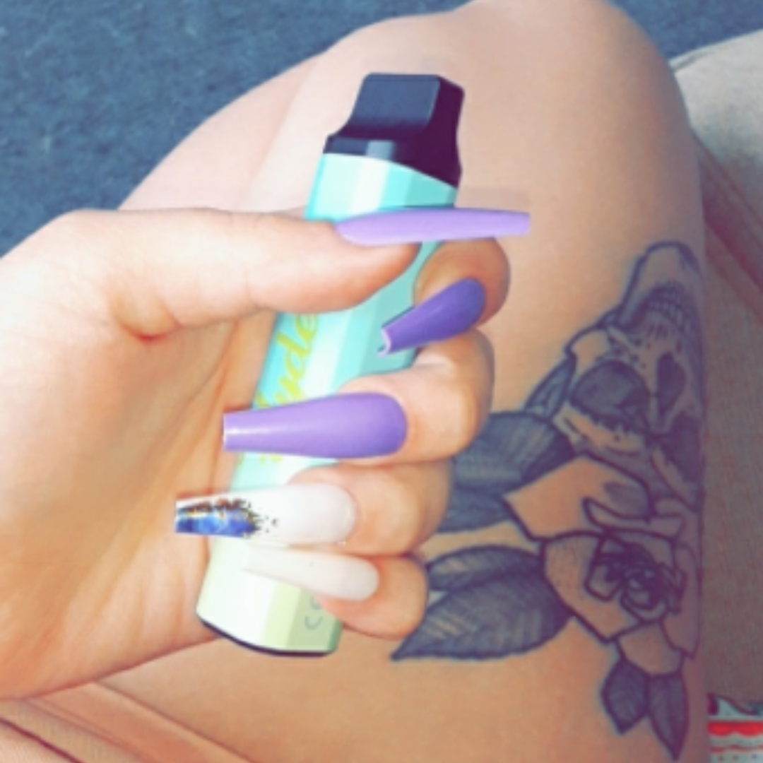 PURPLE/WHITE MARBLE LONG COFFIN W GOLD